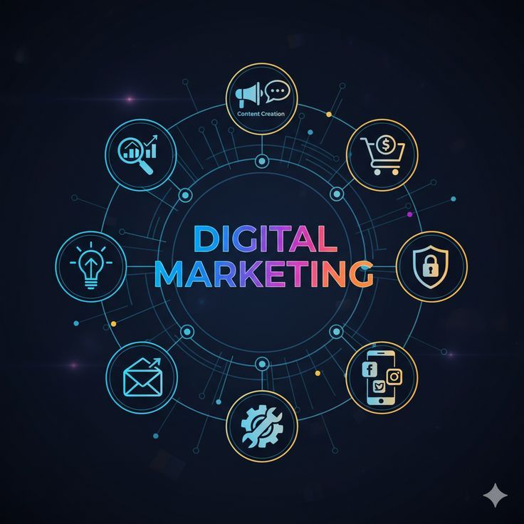 Digital marketing |strategy with SEO, social media, and analytics dashboard on screen